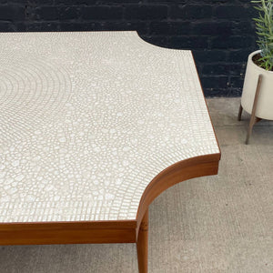 Vintage Mid-Century Modern Sculpted Ceramic & Walnut Dining Table, 1960’s