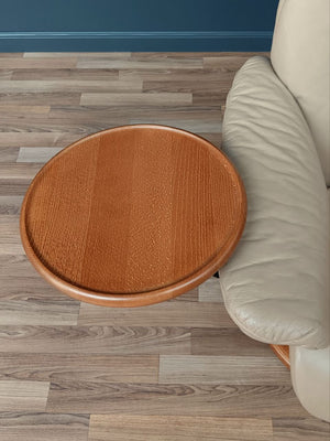 Ekornes Stressless Tan Leather Reclining Swivel Lounge Chair with End Table & Ottoman