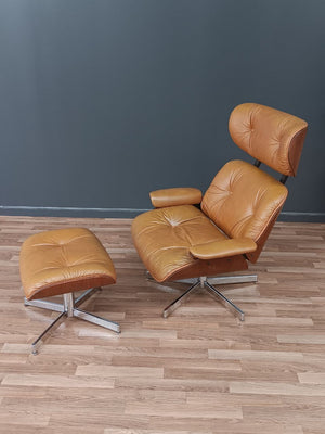 Vintage Eames Style Mid-Century Modern Lounge Chair with Ottoman by Selig, c.1960’s