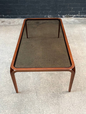 Mid-Century Modern Sculpted Walnut & Smoke Glass Coffee Table, c.1960’s