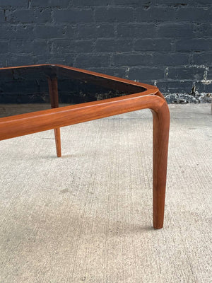 Mid-Century Modern Sculpted Walnut & Smoke Glass Coffee Table, c.1960’s