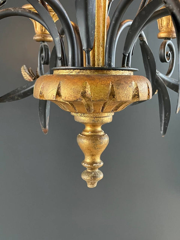 Vintage Italian Sheaf of Wheat Carved Wood Chandelier, c.1960’s