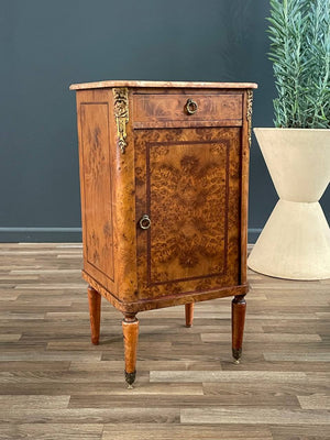 Antique French Louis XVI Night Stand with Pink Marble Top, c.1920’s