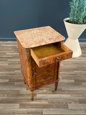 Antique French Louis XVI Night Stand with Pink Marble Top, c.1920’s
