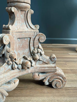 French Louis XVI Style Carved & Painted Wood Torchiere Lamp, c.1,920’s