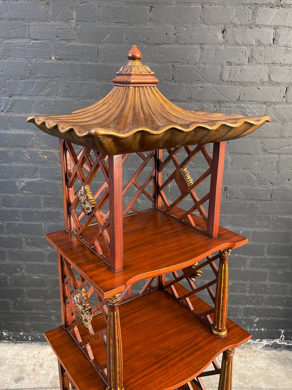 Chinoiserie-Themed, Painted & Parcel-Gilt Etagere Shelf by Maitland Smith