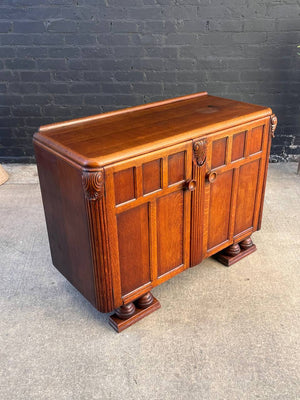 Art Deco Carved Oak Commode Cabinet, c.1940’s