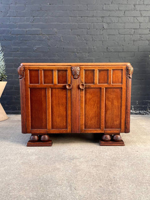 Art Deco Carved Oak Commode Cabinet, c.1940’s