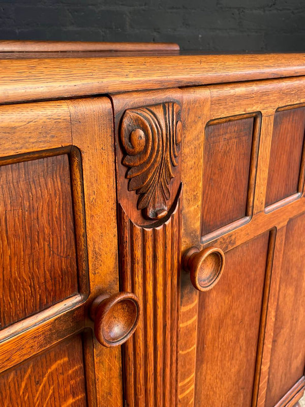 Art Deco Carved Oak Commode Cabinet, c.1940’s
