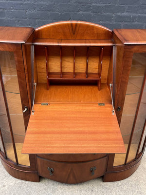 Art Deco Desk with Glass Display Bookcase, c.1930’s