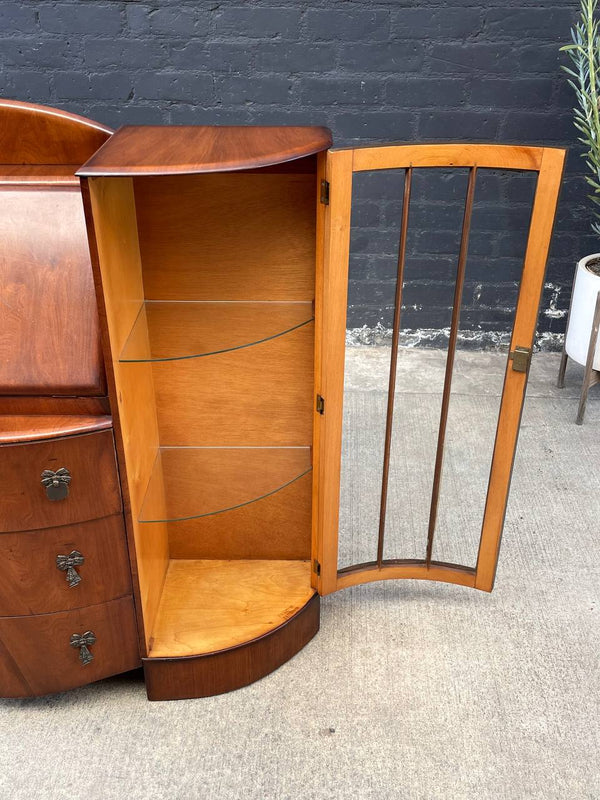 Art Deco Desk with Glass Display Bookcase, c.1930’s