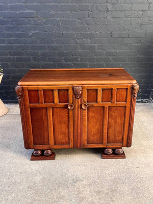 Art Deco Carved Oak Commode Cabinet, c.1940’s