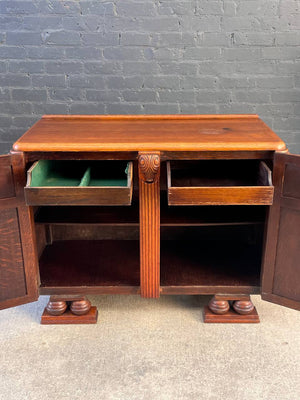 Art Deco Carved Oak Commode Cabinet, c.1940’s