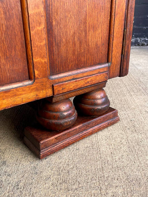 Art Deco Carved Oak Commode Cabinet, c.1940’s
