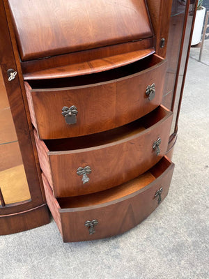 Art Deco Desk with Glass Display Bookcase, c.1930’s