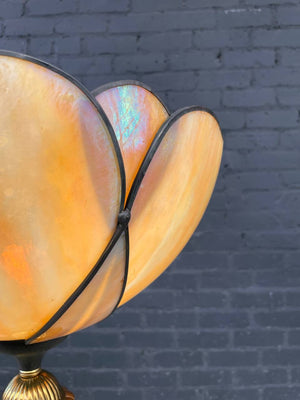 Antique Art Deco Style Torchiere Floor Lamp with Tiffany Style Shade, c.1970’s