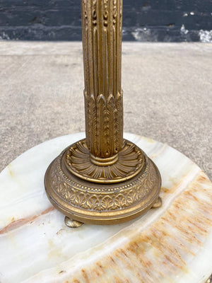 Antique Art Deco Style Torchiere Floor Lamp with Tiffany Style Shade, c.1970’s