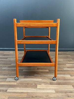 Mid-Century Danish Modern Teak Removable Sliding Tray Serving Cart, c.1960’s