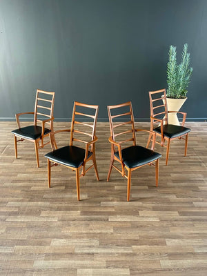 Set of 4 Mid-Century Danish Modern “Lis” Teak & Leather Arm Chairs by Niels Koefoeds, c.1960’s