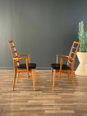 Set of 4 Mid-Century Danish Modern “Lis” Teak & Leather Arm Chairs by Niels Koefoeds, c.1960’s
