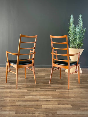 Set of 4 Mid-Century Danish Modern “Lis” Teak & Leather Arm Chairs by Niels Koefoeds, c.1960’s