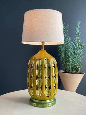 Mid-Century Modern Green Glazed Ceramic Table Lamps, c.1960’s