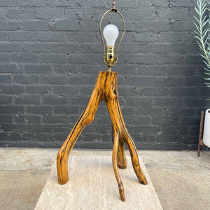 Vintage Free-Form Rustic Tripod Wood Table Lamp, c.1970’s