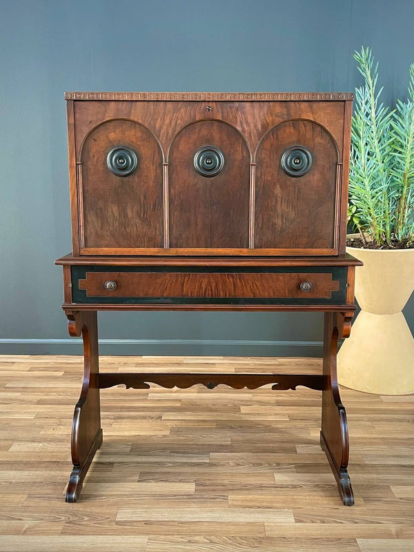 Spanish Baroque Style Drop Front Desk & Bench, 1930’s