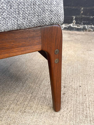 Mid-Century Modern Sculpted Walnut & New Tweed Fabric Sofa, c.1960’s