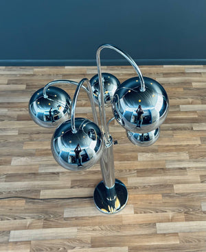 Mid-Century Modern Chrome Metal Orb Floor Lamp