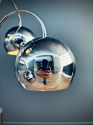 Mid-Century Modern Chrome Metal Orb Floor Lamp