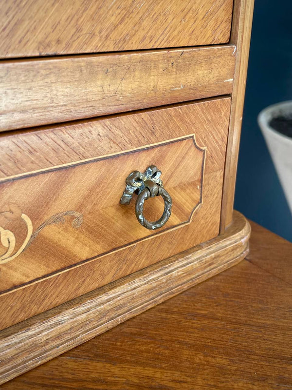 Vintage Antique Louis XV-Style Inlaid Wood Secretary Desk, 1940’s