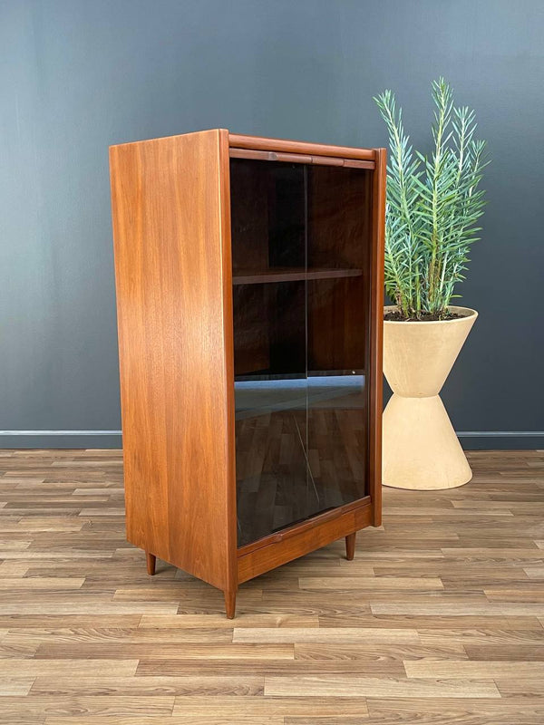 Mid-Century Modern Walnut & Smoke Glass Cabinet, c.1960’s