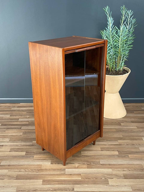 Mid-Century Modern Walnut & Smoke Glass Cabinet, c.1960’s