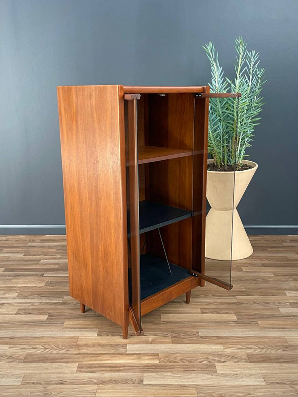 Mid-Century Modern Walnut & Smoke Glass Cabinet, c.1960’s