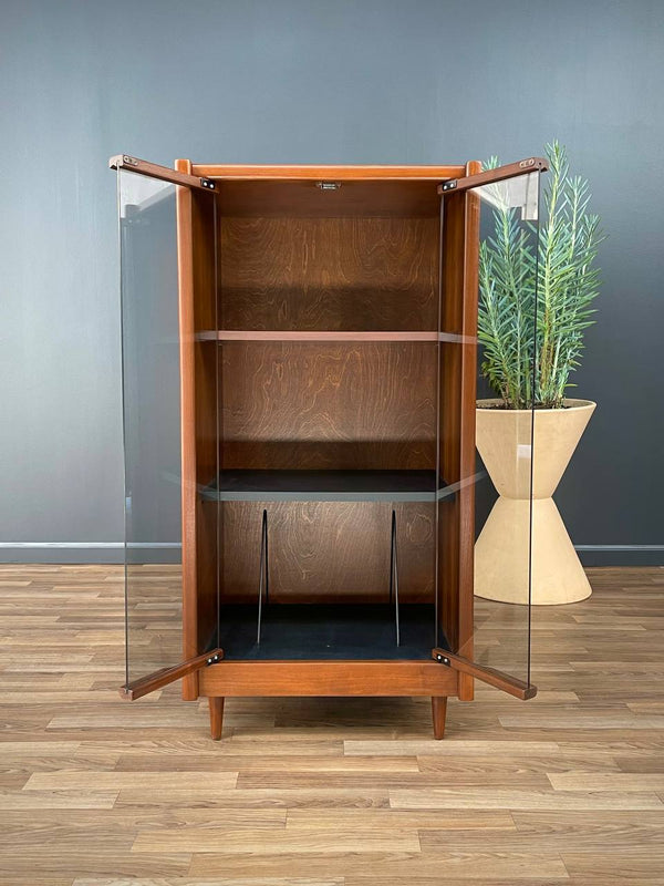 Mid-Century Modern Walnut & Smoke Glass Cabinet, c.1960’s