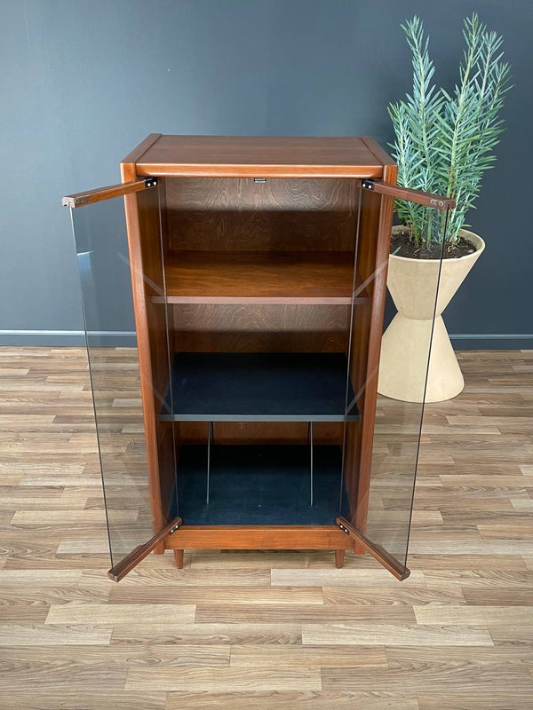 Mid-Century Modern Walnut & Smoke Glass Cabinet, c.1960’s