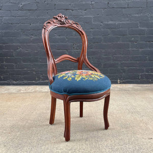 Pair of American Antique Mahogany Carved Side Chairs, c.1930’s