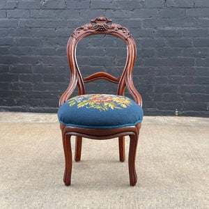 Pair of American Antique Mahogany Carved Side Chairs, c.1930’s