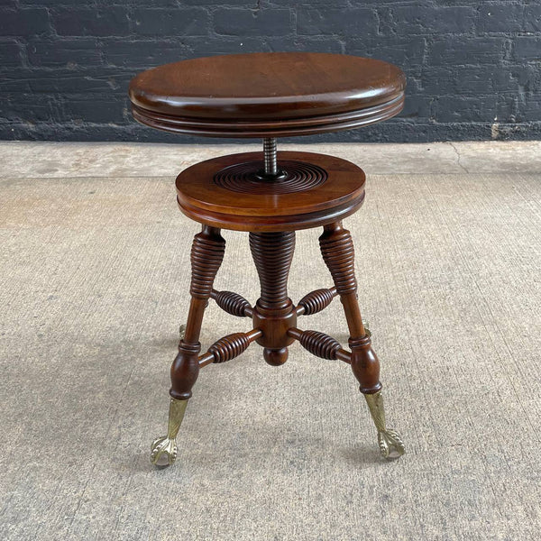 Antique Victorian Piano Stool with Claw Feet, c.1940’s