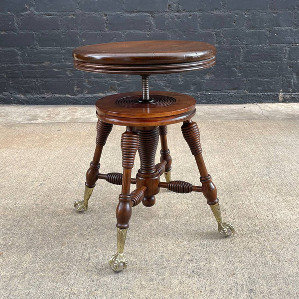 Antique Victorian Piano Stool with Claw Feet, c.1940’s