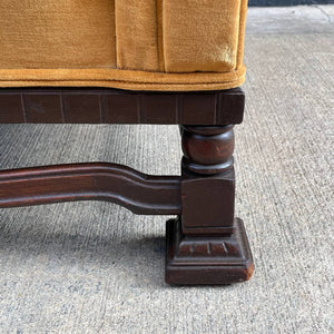 Antique Club Lounge Chair with Mahogany Carved Details, c.1950’s
