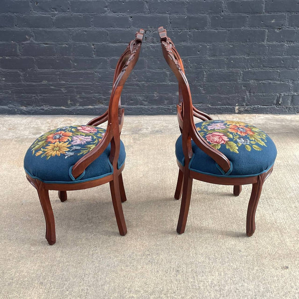 Pair of American Antique Mahogany Carved Side Chairs, c.1930’s