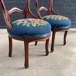 Pair of American Antique Mahogany Carved Side Chairs, c.1930’s
