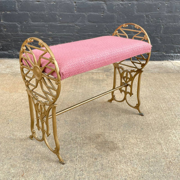 Vintage Brass Regency Style Bench Stool, c.1950’s