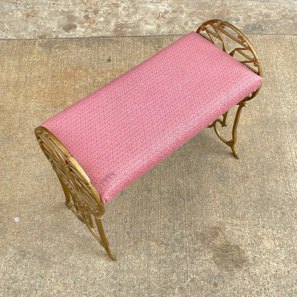 Vintage Brass Regency Style Bench Stool, c.1950’s