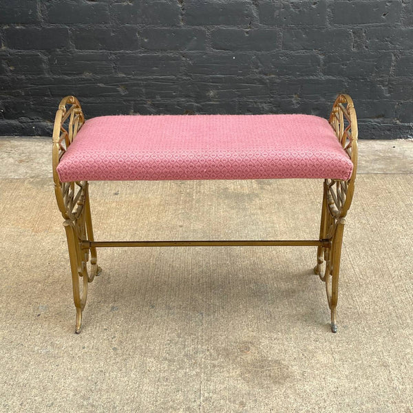 Vintage Brass Regency Style Bench Stool, c.1950’s