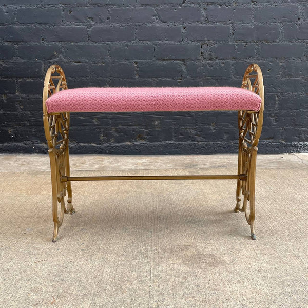 Vintage Brass Regency Style Bench Stool, c.1950’s