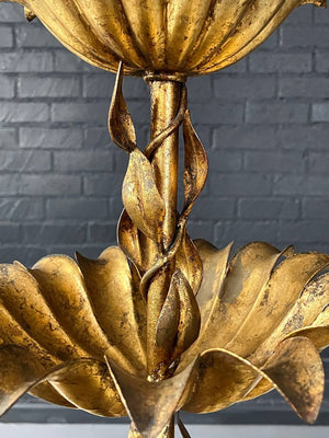 Italian Regency Gilt Tole 3-Tier Palm Leaf Stand, c.1960's