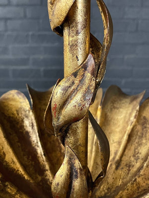 Italian Regency Gilt Tole 3-Tier Palm Leaf Stand, c.1960's